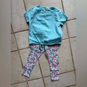 Crewcuts Blue Top and Floral Leggings Set